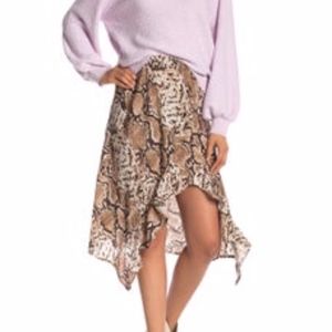 CODEXMODE Leopard Ruffle Asymmetrical Midi Skirt